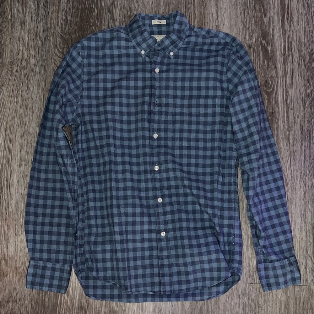 J. Crew Navy Plaid Casual Shirt